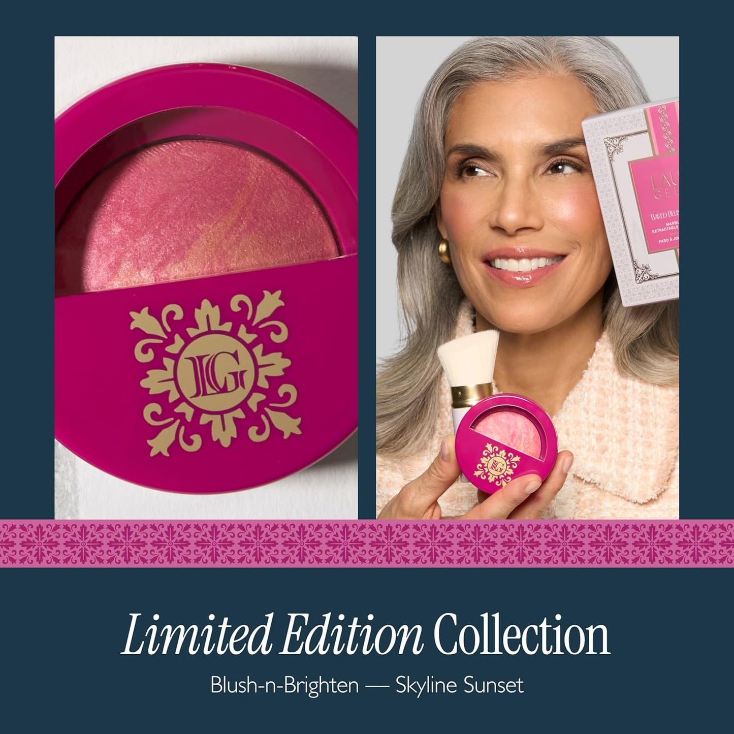 LAURA GELLER NEW YORK Limited-Edition Baked Blush-n-Brighten Marbleized Blush Boxed Set | New Skyline Sunset Pink Shade