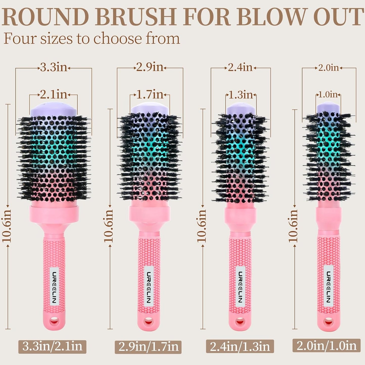 Round Brush for Blow Out - 2.1 Inch Large Nano Thermal Ceramic & Ionic with Boar Bristles - Salon Blow Drying Hair Brush for Drying,Volumizing, Curling, Shine & Smooth Styling