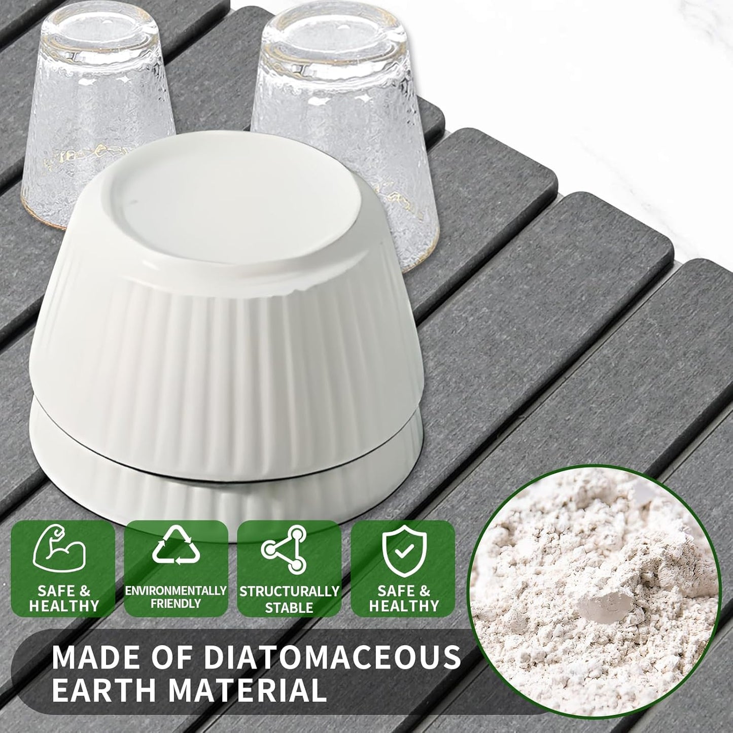 Large Stone Dish Drying Mat, 24"(L)×16"(W), Eco - Friendly Absorbent Diatomaceous Earth Mat for Kitchen Dishes, Bottles, Cups & Bathroom Countertops