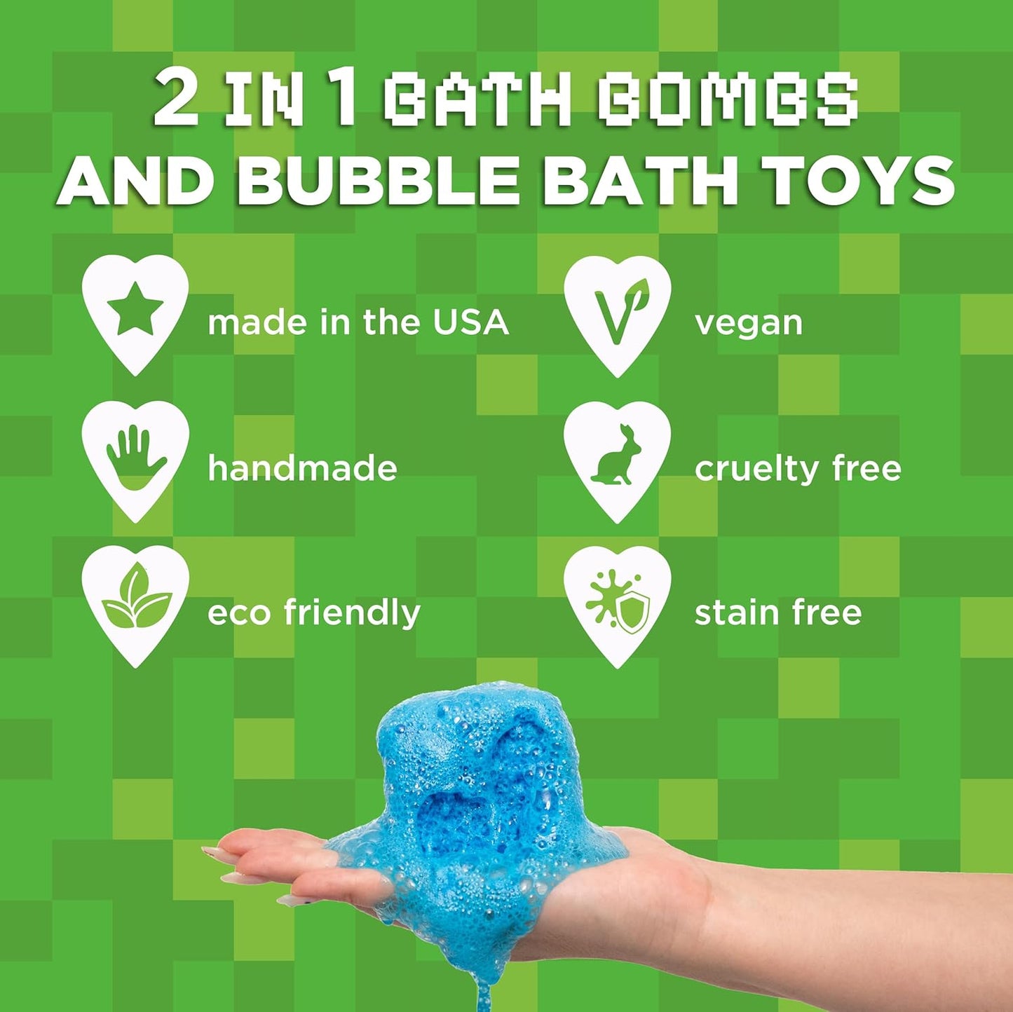 TNT Creeper Bath Bombs for Kids with Surprise Toys Inside (6 Pack) – Large Fizzy Bubble Mine Bombs for Boys & Girls – Fruity Scents, Skin-Safe, Made in USA - by Two Sisters