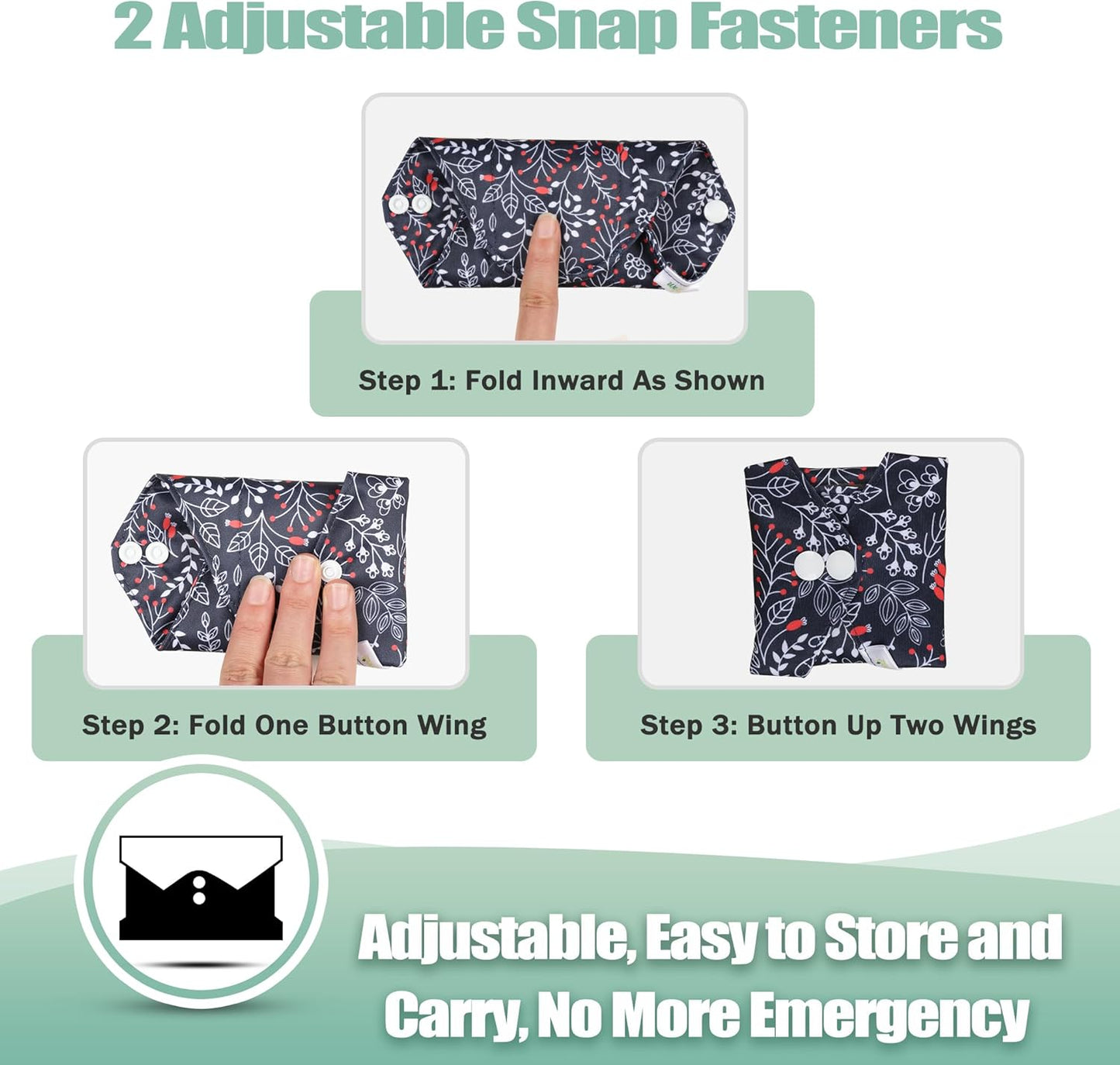 wegreeco Reusable Menstrual Pads - Reusable Sanitary Pads | Reusable Panty Liners | Soft Cloth Menstrual Pads - 6 Pack with 1 Cloth Mini Wet Bag (Large, Summer Flowers)