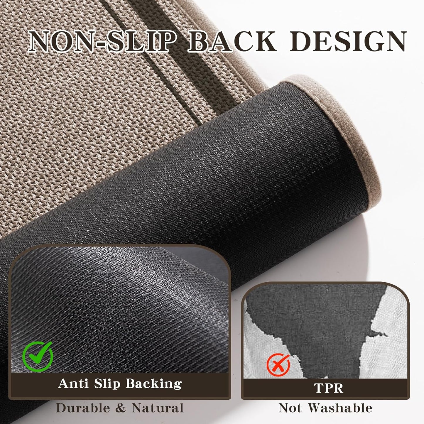 chakme Bathroom Rugs Mat 47x24, Ultra Thin Non Slip Bath Mat Large Quick Dry Absorbent Bath Mat for Bathroom Floor, (Dark Beige, 47"x24")