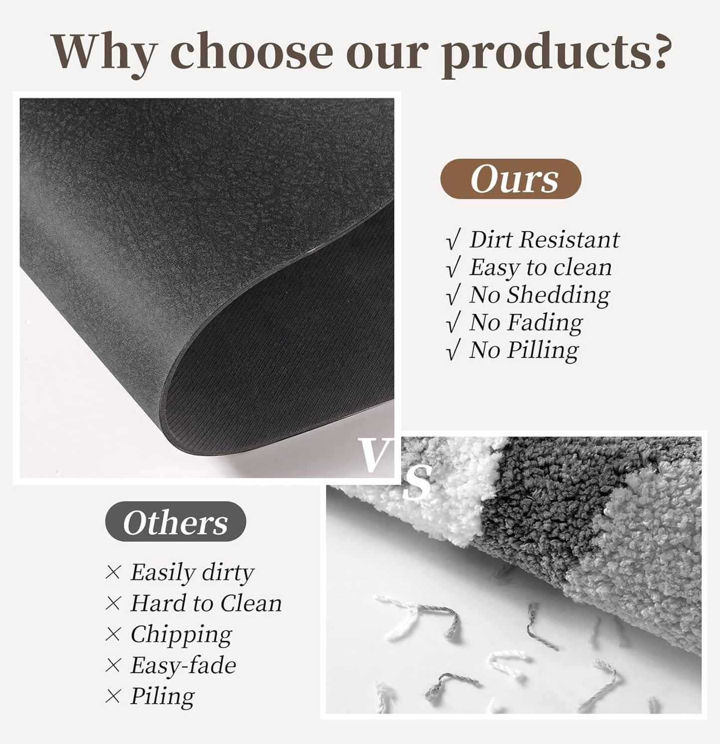 Bath Mat Rugs 32x17 - Diatomaceous Earth Bath Mats Quick Dry Absorbing Bathroom Rugs Rubber Non Slip Thin Bathroom Mat Fit Under Door, Bath Mat for Bathroom Floor, Tub and Shower, Sink, Dark Grey