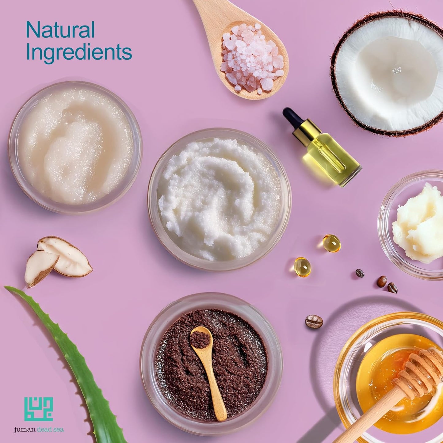 Juman Dead Sea Minerals Nourishing Body Scrub Set | Infused with Essential Oil & Nutrients | Dead Sea Salt Scrub Kit | SlS & Paraben Free | Vegan | Pack of 3