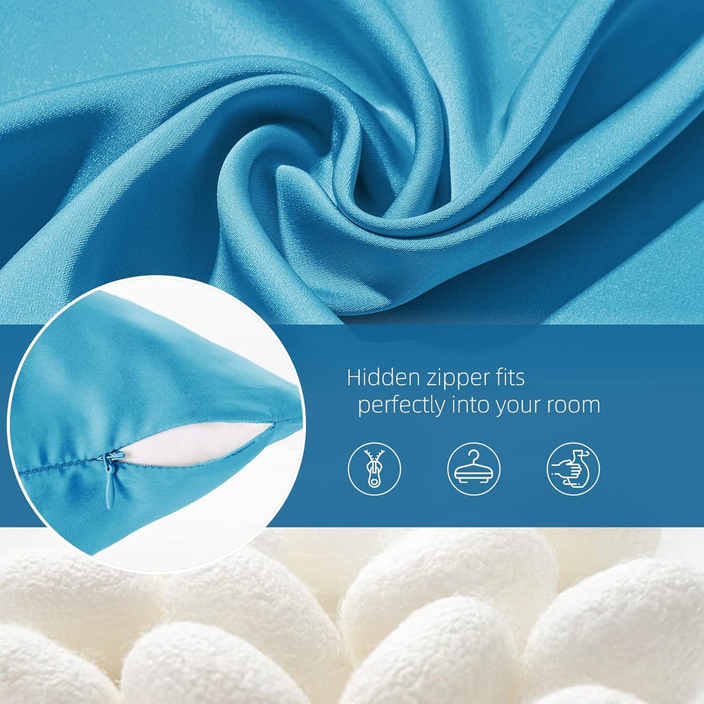 Silk Pillowcase for Hair and Skin Mulberry Silk Pillow Cases Soft Breathable Smooth Both Sided Natural Silk Pillowcase with Zipper Beauty Sleep 1 Pack for Gift (Standard, Pacific Blue)
