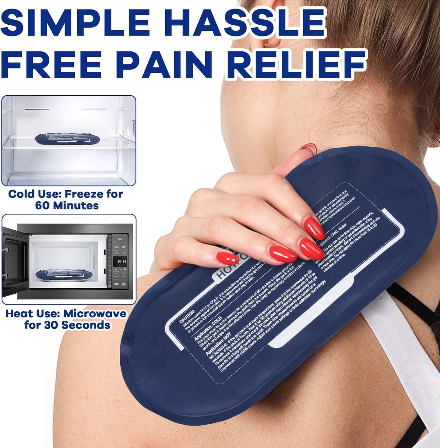 Gel Ice Packs for Injuries Reusable, 4 Ice Packs with 2 Adjustable Straps for Knee, Shoulder, Back, Hot and Cold Pack Therapy for Joint Pain, Muscle Soreness, and Body Inflammation