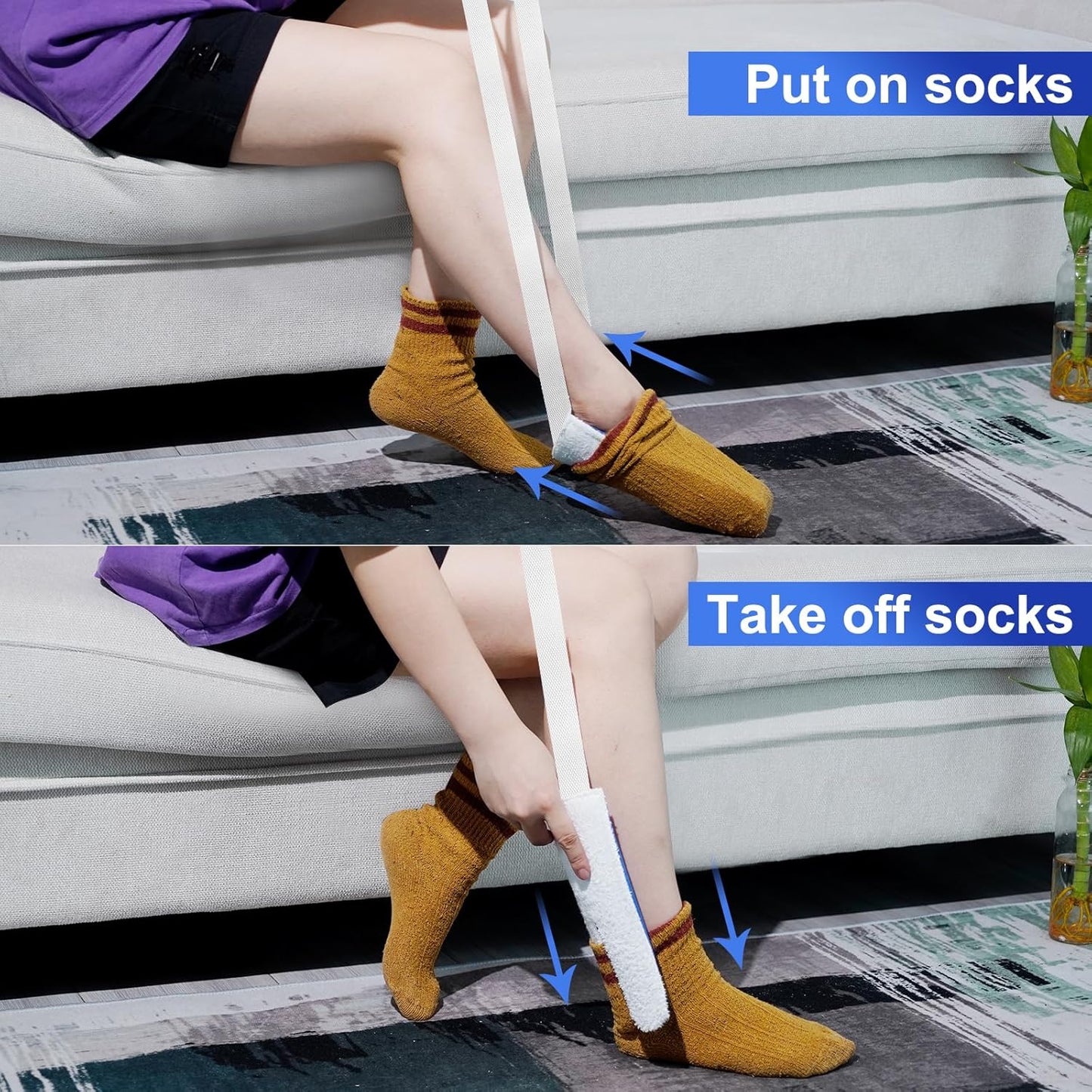 Sock Aid, Sock Helpers to Put on Your Socks for Seniors, Disabled, Pregnancy, Assist Device for Elderly, Tool Aide Puller Easy on and Off with No Bending(Dark Blue)