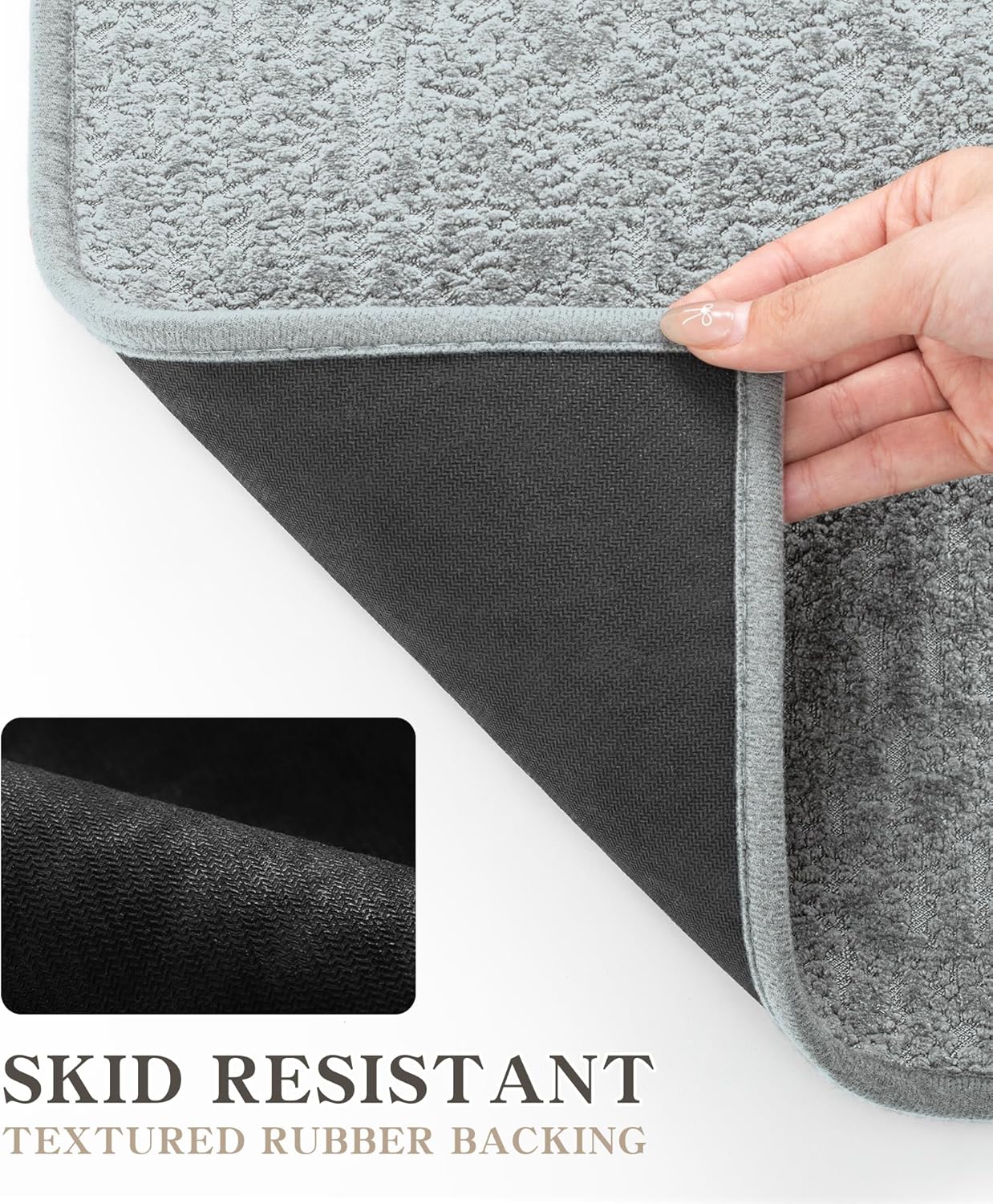 chakme Bathroom Rugs Mat 36x24, Ultra Thin Non Slip Bath Mat Quick Dry Absorbent Bath Mat for Bathroom Floor, (Light Grey, 36"x24")