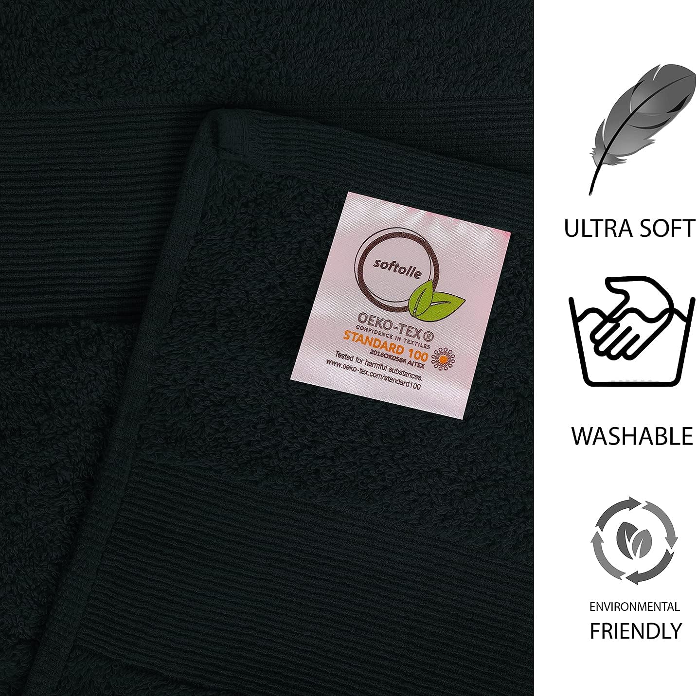 100% Cotton Luxury Bath Sheets - Pack of 2 (35" x 70") | Super Soft, Quick-Dry & Highly Absorbent Towels for Bathroom, Home, Spa & Gym (Black)