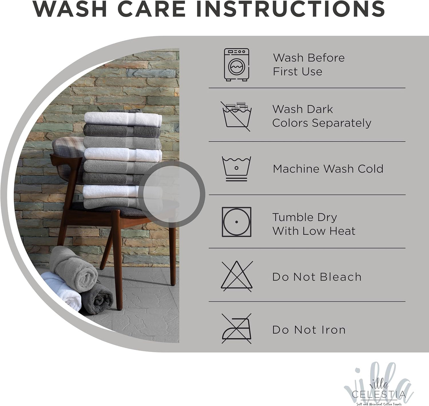 100% Cotton Bath Towel Set of 12-4 Bath Towels, 4 Hand Towels, 4 Wash Cloths, Sustainable, Soft, Highly Absorbent, Combed Cotton 12 Piece Set for Hotels, Spa, Bathroom, Dorm, Silver