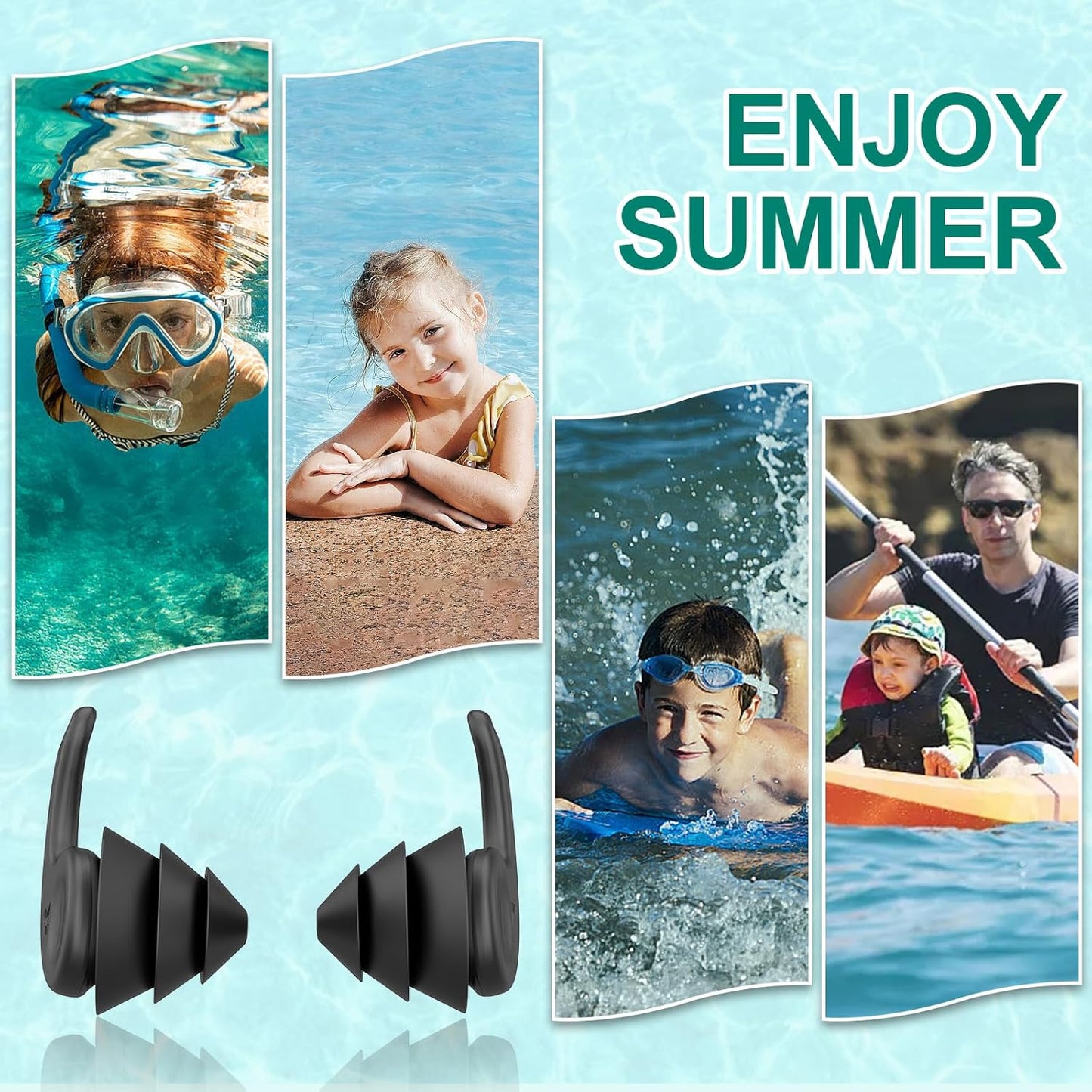 Kids Swimming Ear Plugs,3 Pairs Waterproof Reusable Silicone Child Swim Earplugs for Swimming Surfing Bathing Showering,Small Children Water Ear Plugs Suitable for Boys and Girls (Kids 4-12 Years Old)