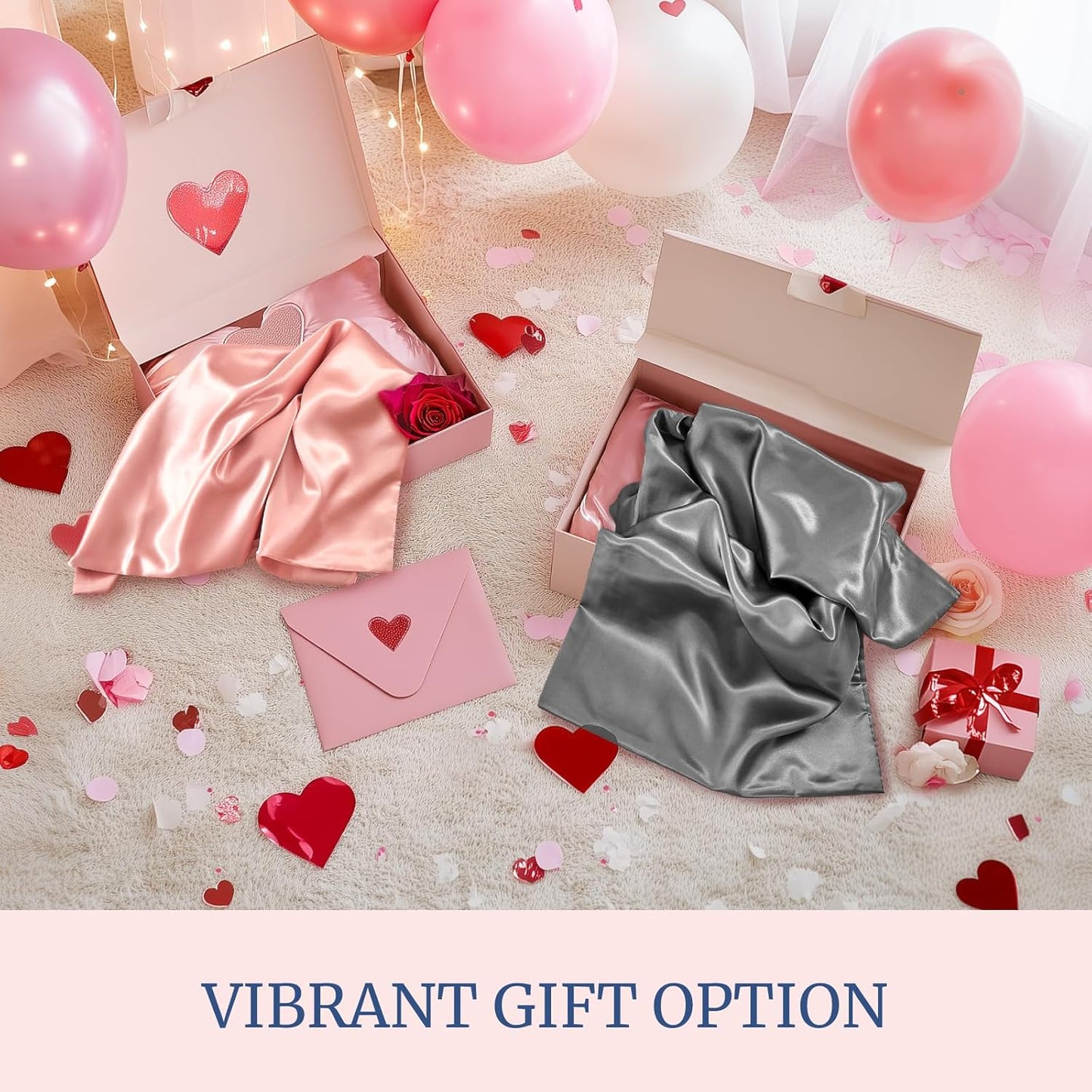 BEDELITE Satin Pillowcase for Hair and Skin, Super Soft and Cooling Similar to Silk Pillow Cases 2 Pack with Envelope Closure, Gift for Women Men(20"x30" Queen Size, Dark Grey)