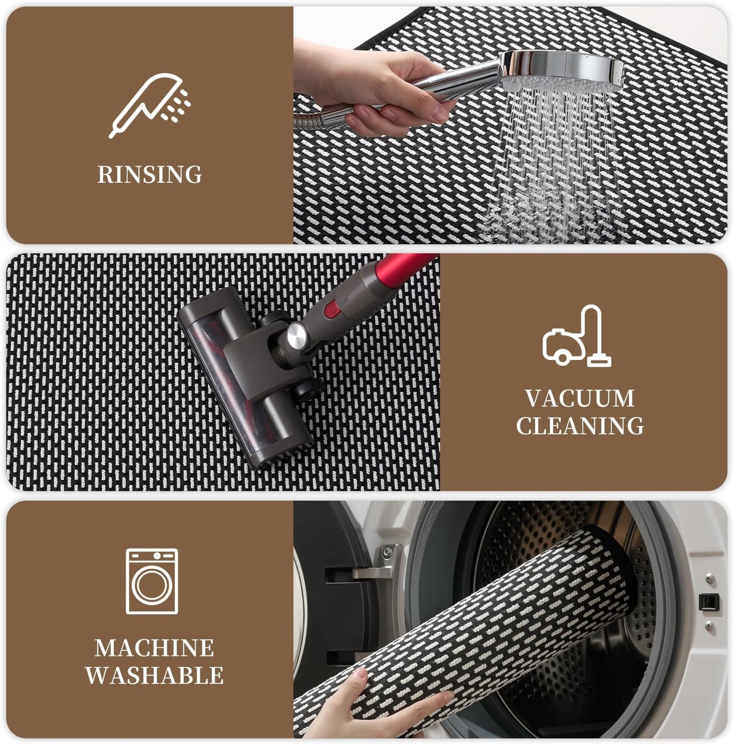 RESARE Non Slip Bath Mat - Machine Washable Bathroom Rugs, Super Absorbent Bath Mat Quick Dry Bathroom Mat, Bath Rugs Ultra Soft Rugs for Bathroom Floor, 17"x24" Black