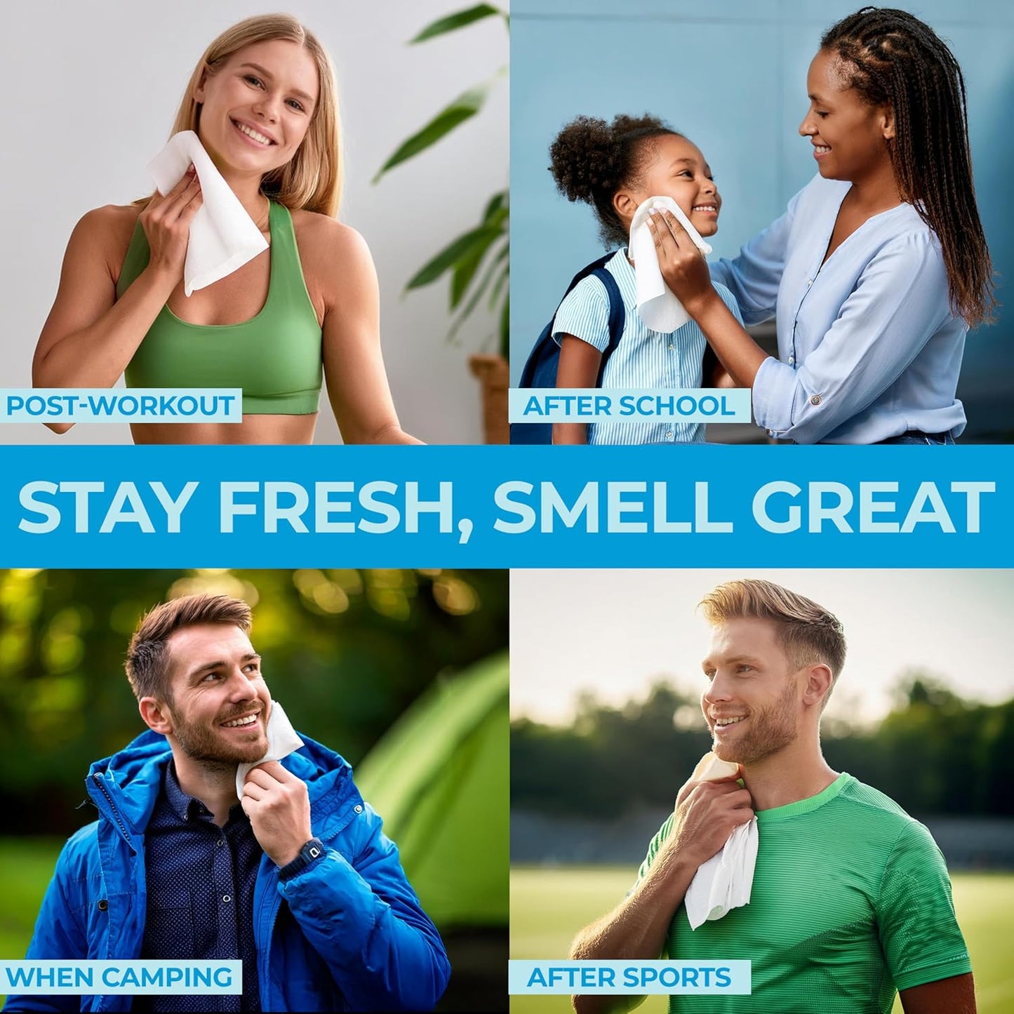 XL Body Wipes - (4 Pack) 200 Shower Wipes + 16 Travel Bath Sheets for Adults - 9"x12" Cleansing No Rinse Disposable Wash Cloths for Elderly Incontinence, After Surgery Must Haves & Recovery Supplies