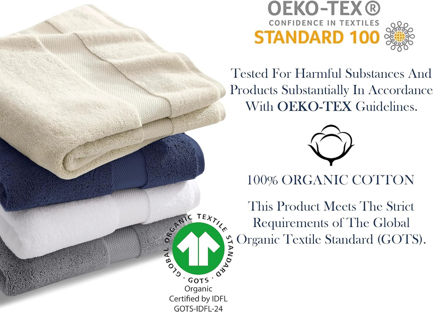 Delara Organic Cotton Luxuriously Plush Bath Towel 33 Piece Set|GOTS & Oeko-TEX Certified|Premium Hotel Quality Towels|Feather Touch Technology|650 GSM Long Staple|Soft, Quick Dry & Ultra-Absorbent