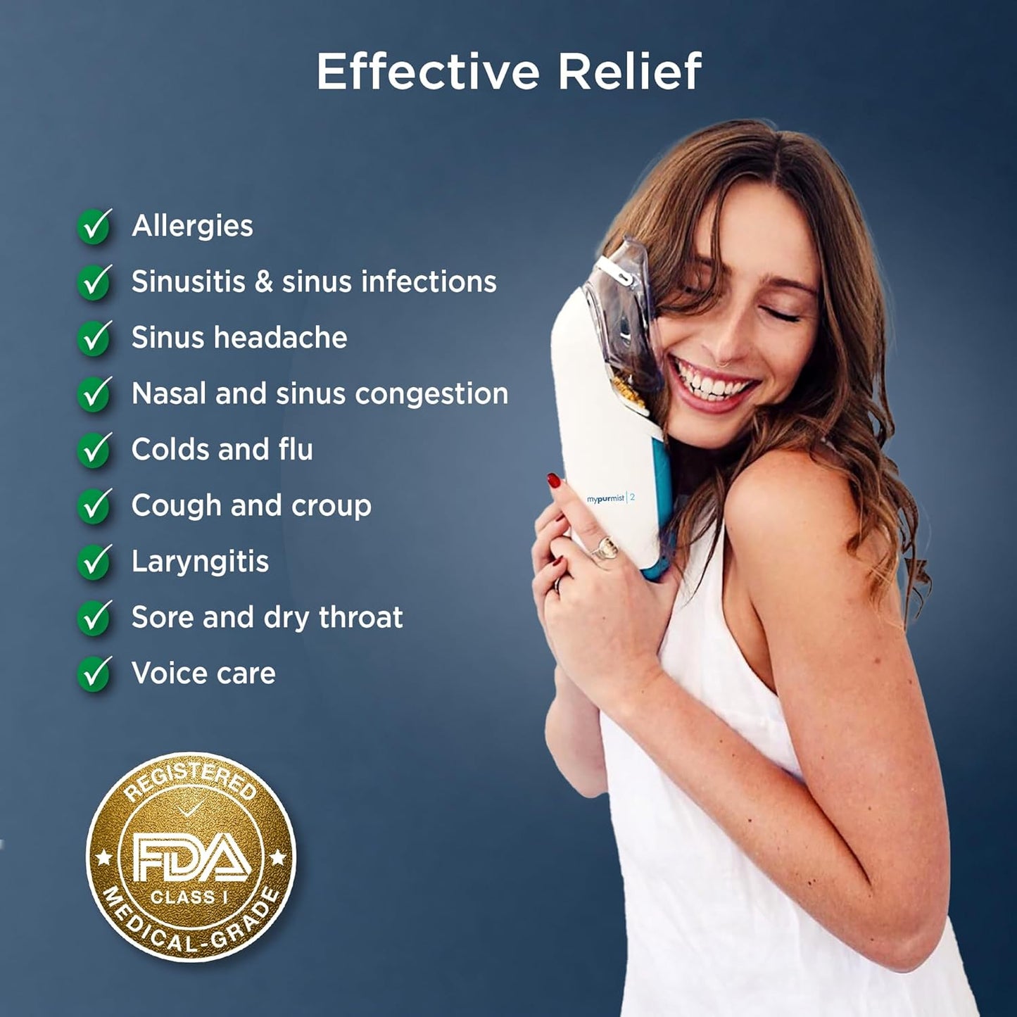 MYPURMISTยฎ Handheld Ultrapure Instant Steam Inhaler โ Fast Allergy Nasal Congestion Cold Cough Sinus Relief - Aromatherapy Vaporizer Steamer Humidifier, Voice Care, FSA/HSA/FDA Listed