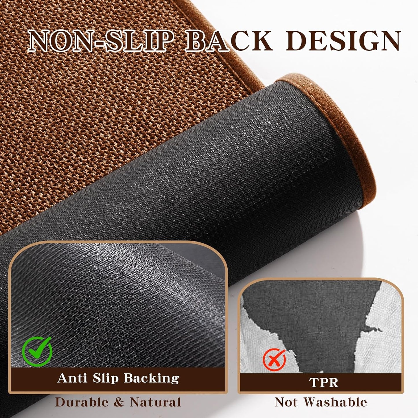 chakme Bathroom Rugs Mat 59x17, Ultra Thin Bath Rug Non Slip Runner Quick Dry Absorbent Bath Mat for Bathroom, (Rust, 59"x17")