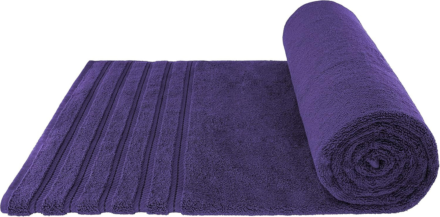 American Soft Linen 35x70 Jumbo Large Bath Towels, 600 GSM 100% Cotton Turkish Bath Sheet, Oversized Luxury Bath Towels for Bathroom Beach and Pool, Purple