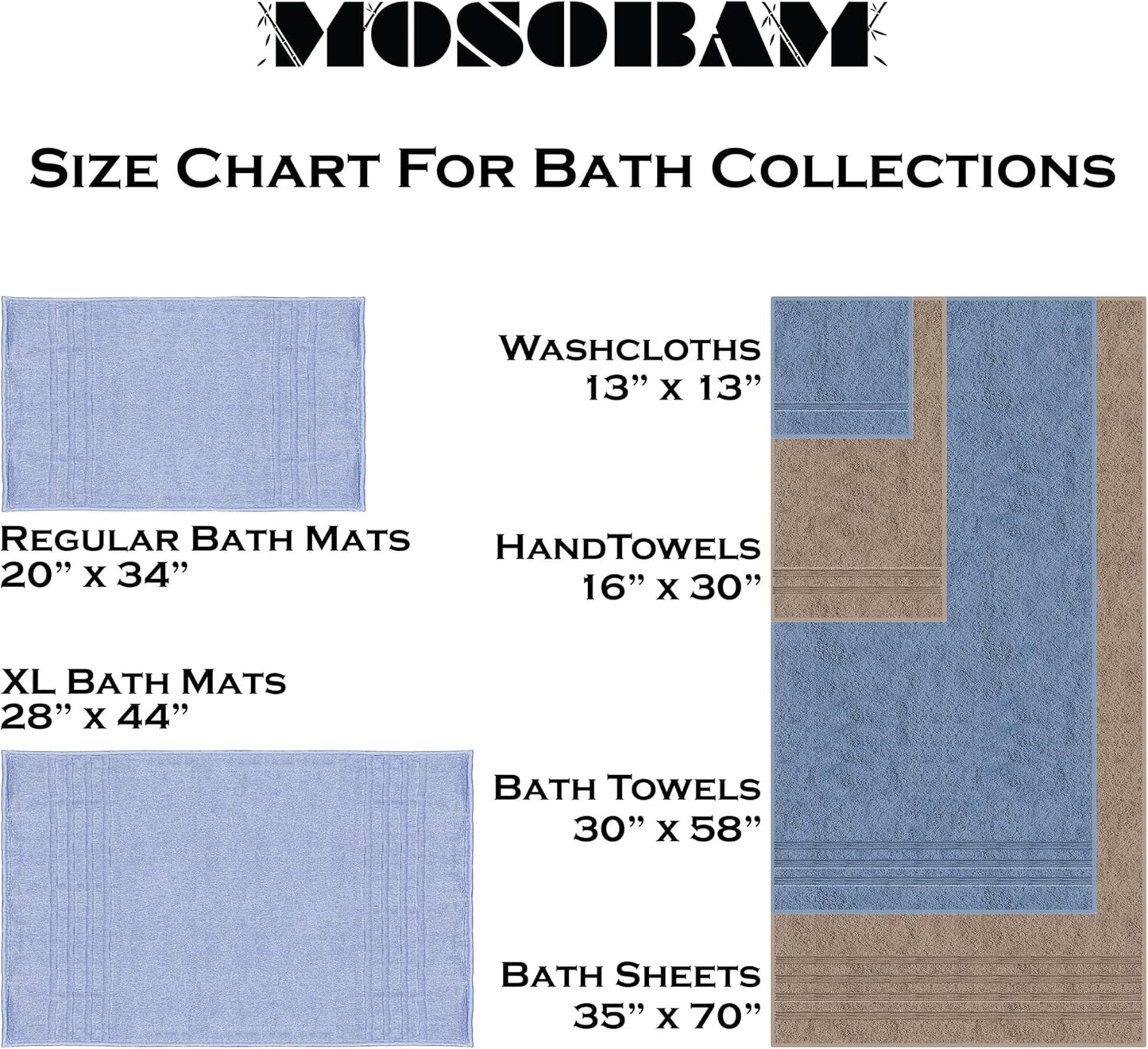 Mosobam Luxury Turkish Set of 4 Hand Towels 16X30 Light Grey (Gray) 700 GSM Bamboo Viscose & Aegean Turkish Combed Cotton