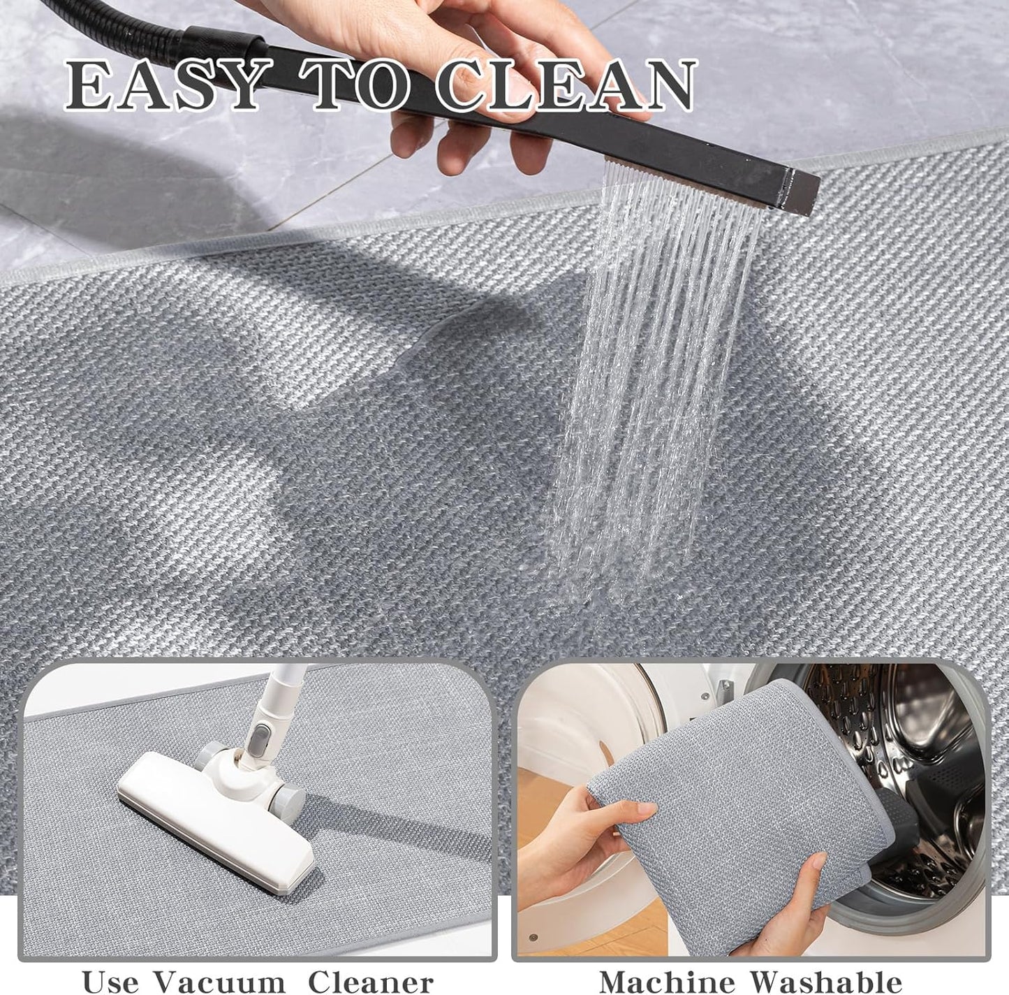 chakme Bathroom Rugs Mat 59x17, Ultra Thin Non Slip Bath Rug Runner Quick Dry Absorbent Bath Mat for Bathroom Floor, (Light Grey, 59"x17")