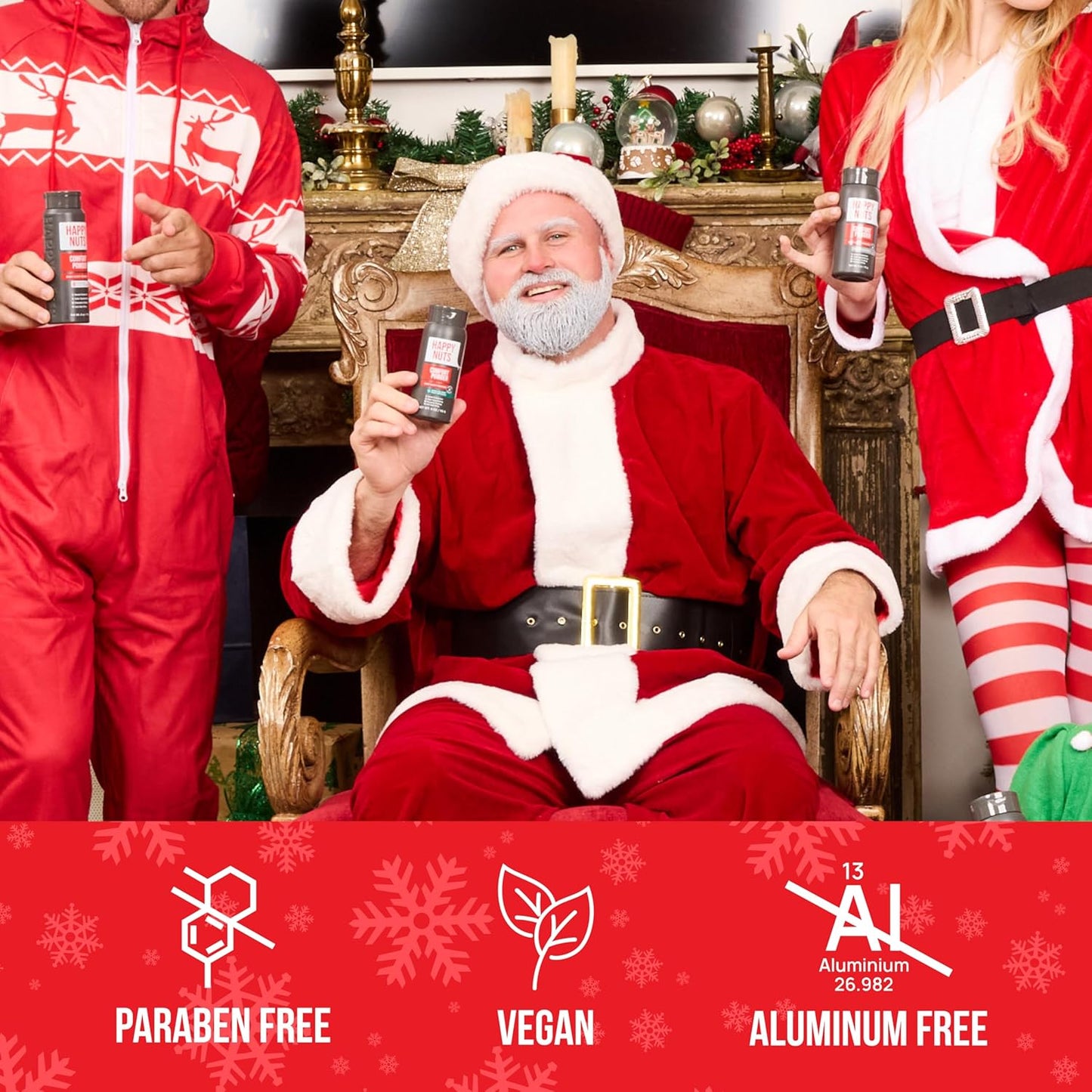 Happy Nuts Comfort Powder - Anti-Chafing, Sweat Defense & Odor Control for the Groin, Feet, and Body - Body Powder for Men (2 PACK)