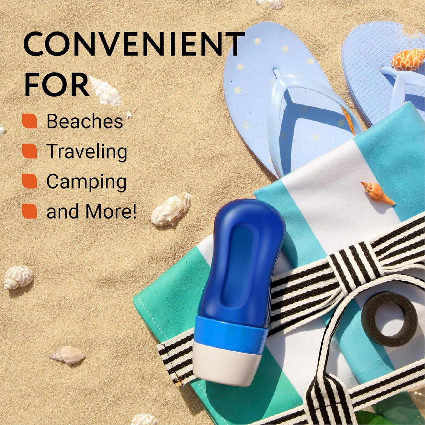 Sunscreen Applicator - 2 Pack, 6 fl oz - Refillable Sunscreen Roller & Replacement Sponge Heads - Roller Bottle Lotion Applicator for Easy Even Coverage for Kids & Adults