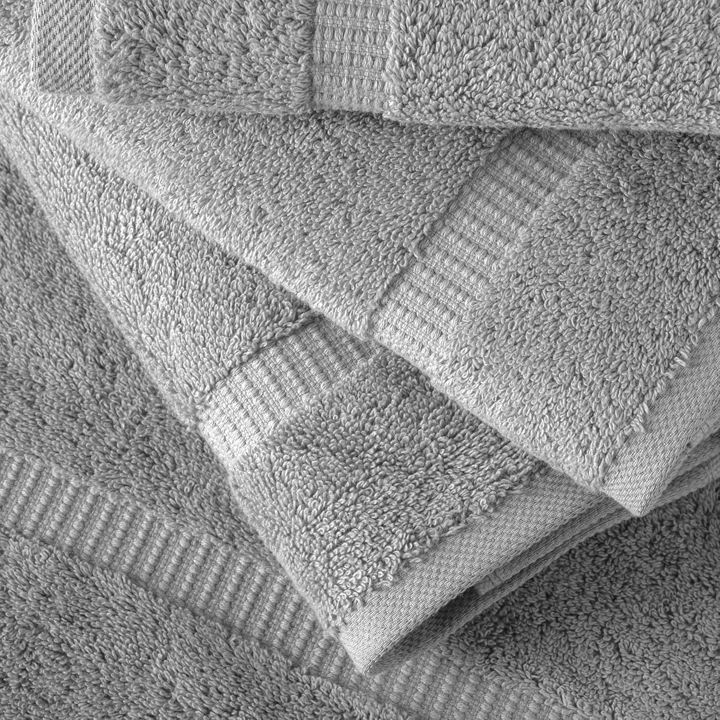 SALBAKOS 100% Turkish Cotton Hand Towel Set of 6 16x30 inch | Heirloom Quality | Hotel & Spa Collection | Soft, Super Absorbent, Long Lasting Hand Towels | Made in Turkey (Silver, 6 Hand Towels)