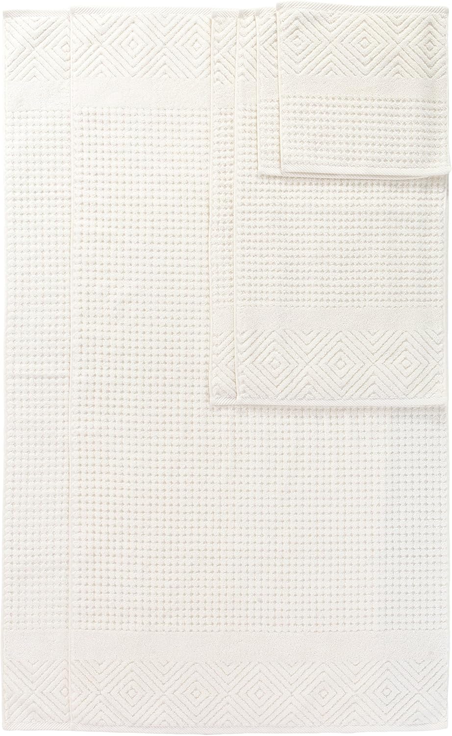 Texere 100% Organic Cotton Jacquard 650 GSM Premium Bath Towel Set - Extra Absorbent Quick Dry and Plush (Cable, Light Taupe, 2 Bath & 2 Hand Towels)