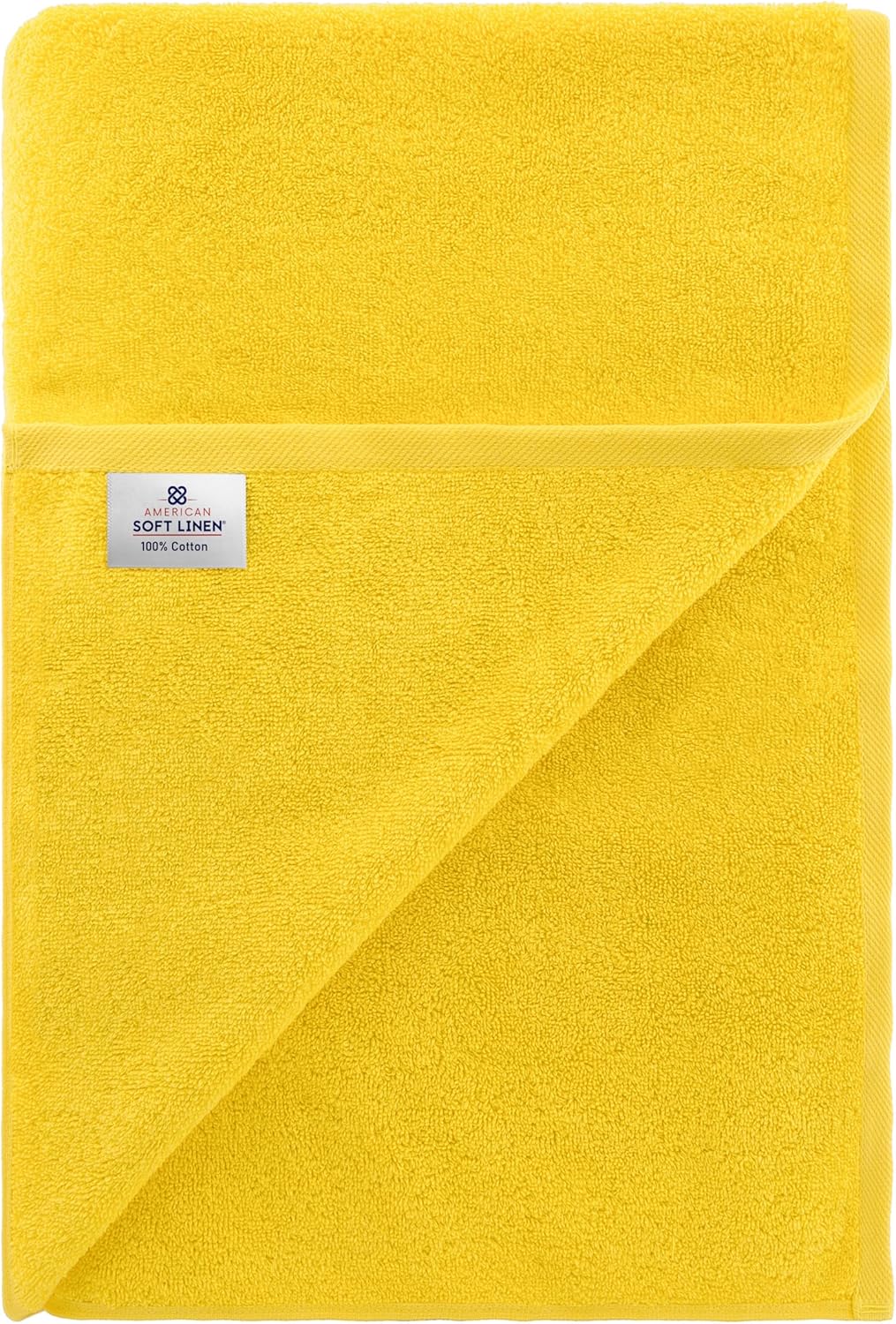 American Soft Linen Oversized Bath Sheet 40x80 Extra Large for Bathroom, 600 GSM 100% Cotton Turkish Jumbo Bathsheet Towels for Adults, Yellow Bath Sheet