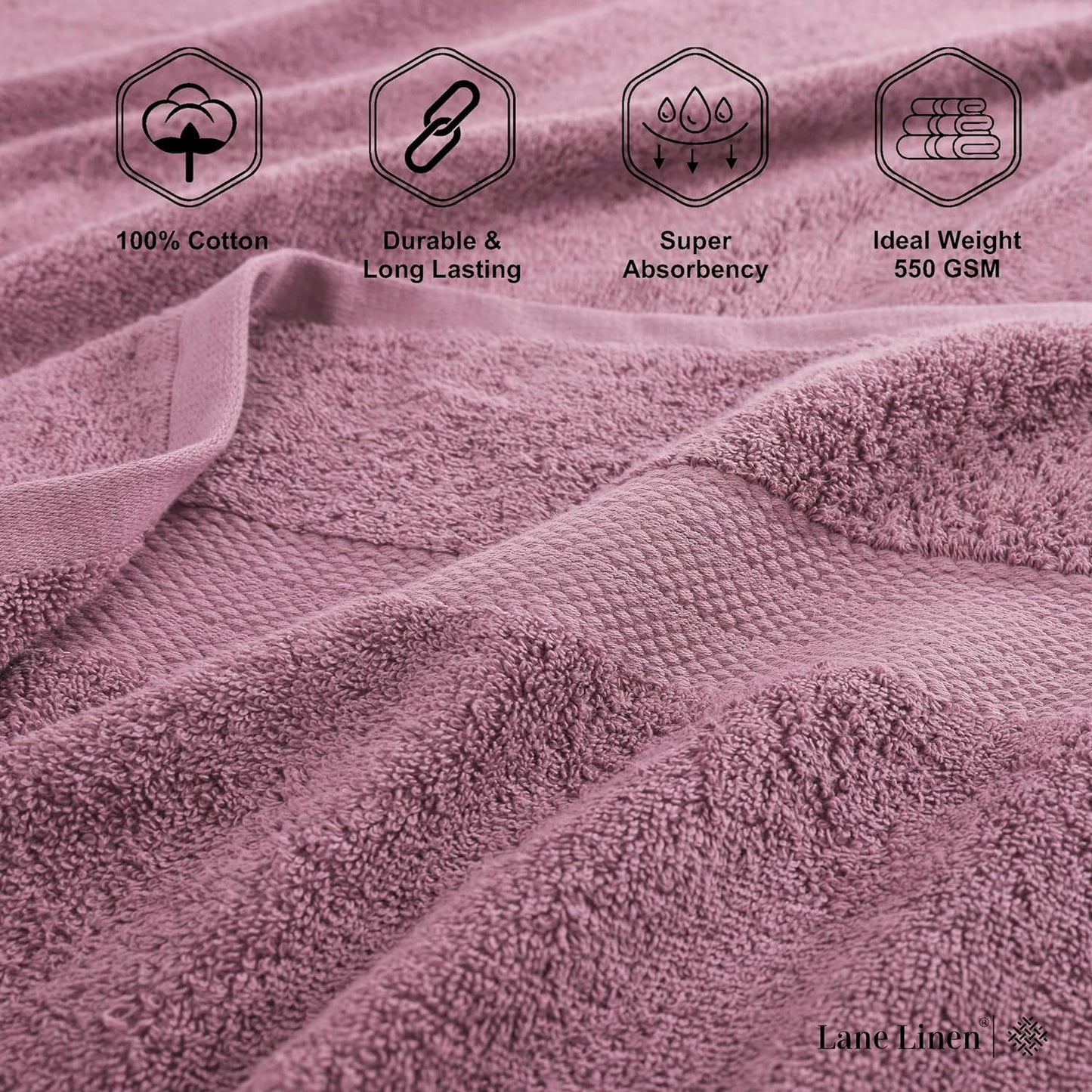 LANE LINEN 100% Cotton Bath Sheets 2 Pack (35"x66") - Ring Spun Cotton Extra Large Bath Towels Set - Quick Dry, Soft & Absorbent Oversized Towel Set - Holds Well After Multiple Washes - Wishful Mauve