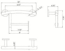 Grab Bar Mega Roll Toilet Paper Holder | ADA Compliant Shower Bar Made of 304 Stainless Steel | Grab Bars for Bathtubs and Showers (Polished Chrome)