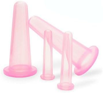 4Pcs Massage Cupping Set Silicone Mini Facial Cups Face Massager Helper Skin Care Neck Back Eyes Massaging Cup Safe to Use, Don't Worry About Burns Health Care Products, Massage Tools (Pink)