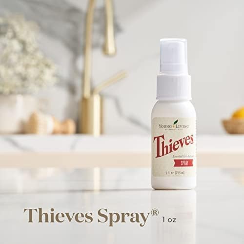 Young Living Thieves Spray | 1 oz | Portable Cleaner Spray, Formulated with Water & Alcohol, Ideal for Travel Essentials & Home; Fits in Backpack, Luggage, or Purse | 3 Pack