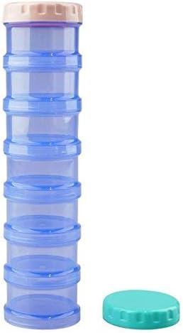 7 Day Pill Organizer Case Stackable Weekly Supplements Vitamins Pills Dispenser Holder Translucent Blue with Extra Lid