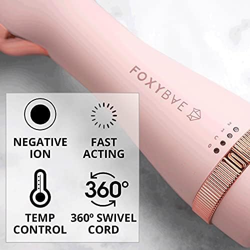 FoxyBae Blow Dryer Brush 75mm - Ceramic Tourmaline Blowout Brush for Styling, Curling, and Volumizing - All-in-One Tool (Blush)