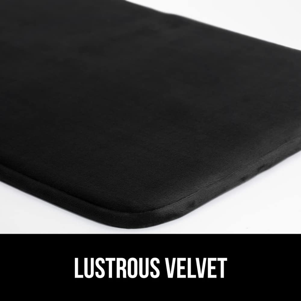 GORILLA GRIP Memory Foam Bath Mat, Soft Absorbent Velvet Bathroom Mats, Durable Dots on Underside, Machine Washable Bathmat, Carpet Rug Room Decor for Shower Tub Floor RV, 30x20 Rugs, Black