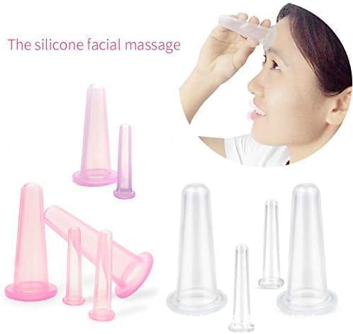 4 Pieces Facial Cupping Therapy Set Anti Cellulite, Silicone Vacuum Cupping Cups for Face and Eye Cupping Massage Manual Back Massagers (2 Small + 2 Large) (Pink)