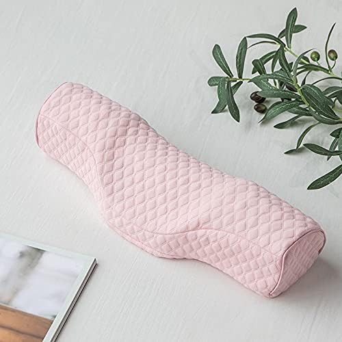Cervical Neck Pillow for Pain Relief Sleeping, Neck roll Pillow Memory Foam for Stiff Neck Pain Relief ，Travel Bolster Pillow for Bed for Side Sleepers Back Sleeper. (Pink)