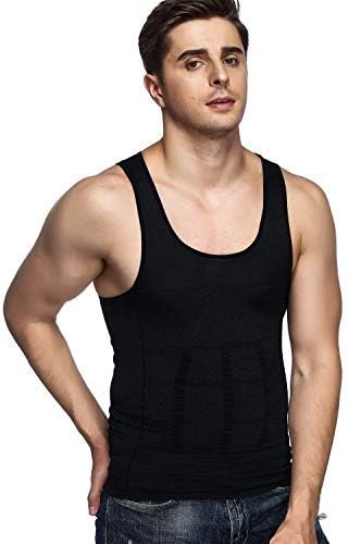 Odoland Mens 3 Pack Body Shaper Slimming Tummy Vest Thermal Compression Shirt Tank Top Shapewear