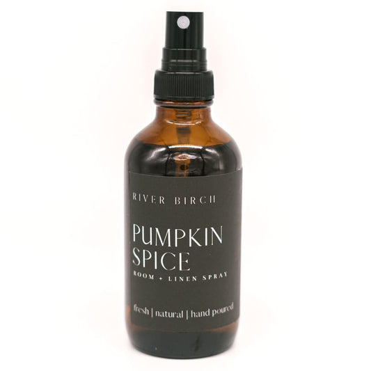 River Birch Pumpkin Spice Scented Linen and Room Spray | Home Fragrance | 4 oz Glass Amber Bottle | Luxury Signature Scent | Handmade in Texas
