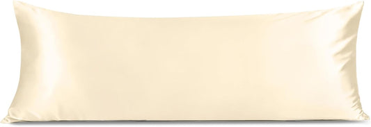 INFIIXSO Body Pillow Cover with Zipper, Luxury Mulberry Silk Body Pillow Case 20x54 Inches, Ultra Smooth and Soft Cooling Long Pillowcase, Gift for Women, Men(Ivory)