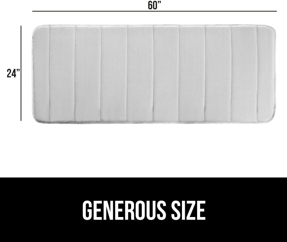 GORILLA GRIP Memory Foam Bath Mat, Soft Absorbent US Designed Bathroom Rug, Gripping Dots Machine Washable Bathmat, Cushioned Floor Mats, Shower Sink Rugs Room Décor Accessories, 60x24 Light Gray