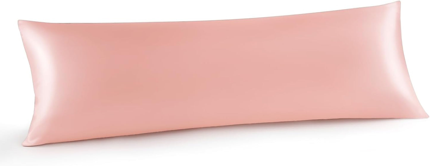 INFIIXSO Body Pillow Cover with Zipper, Luxury Mulberry Silk Body Pillow Case 20x54 Inches, Ultra Smooth and Soft Cooling Long Pillowcase, Gift for Women, Men(Coral)