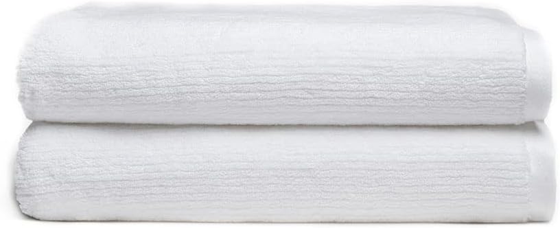 Cozy Earth Ribbed Bath Sheet Set - 60% Cotton 40% Viscose from Bamboo Bath Sheets - Soft & Absorbent Textured Ribbed Pattern - 2 Pack White