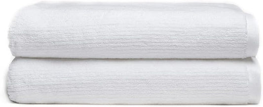 Cozy Earth Ribbed Bath Sheet Set - 60% Cotton 40% Viscose from Bamboo Bath Sheets - Soft & Absorbent Textured Ribbed Pattern - 2 Pack White