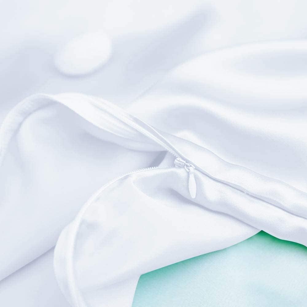 Satin Silk Pillowcase for Hair and Skin, Black Pillow Cases Standard Size Set of 4 Pack Super Soft Pillow Case with Zipper Closure (White, King (4 Pack))