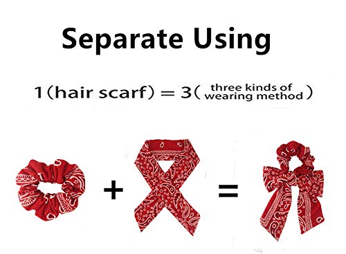 Paisley Hair Scrunchies with Bow Hair Scarves Scrunchy Ponytail Holder Elastics Hair Bands Ribbon Hair Tie for Women Girls with 6PCS