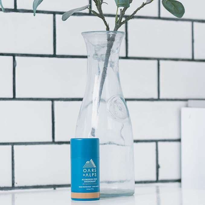 Oars + Alps Aluminum Free Deodorant for Men and Women, Dermatologist Tested and Made with Clean Ingredients, Travel Size, Bergamot Grove, 2 Pack, 2.6 Oz Each