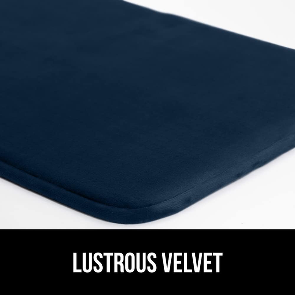 GORILLA GRIP Memory Foam Bath Rugs, Soft Absorbent Velvet Bathroom Mats, Durable Dots on Underside, Machine Washable Bathmat, Carpet Rug Room Decor for Shower Floor, 24x17 Mat, Navy Blue