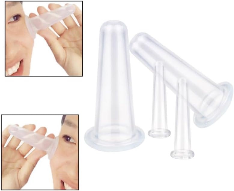 4Pcs Massage Cupping Set Silicone Mini Facial Cups Face Massager Helper Skin Care Neck Back Eyes Massaging Cup Safe to Use, Don't Worry About Burns Health Care Products (Pink)